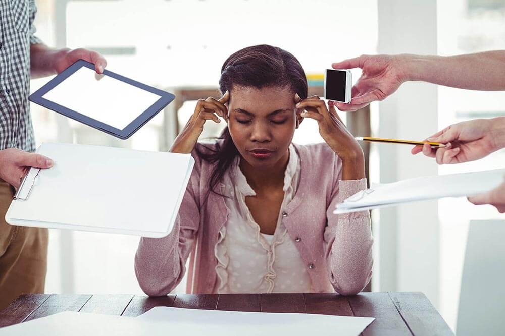Stressed out accountant at work