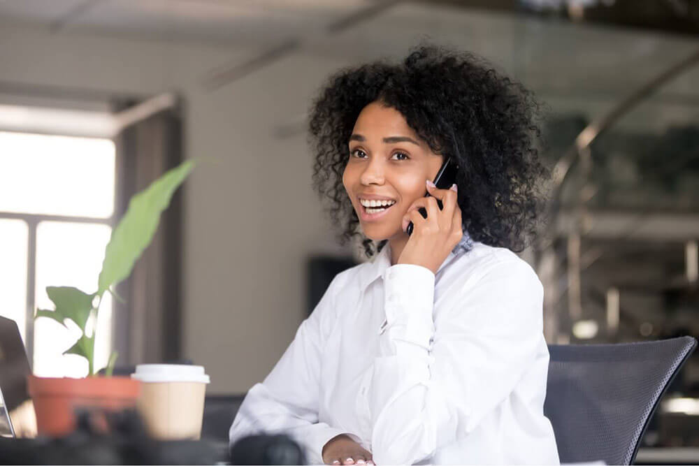 Customer service person on the phone