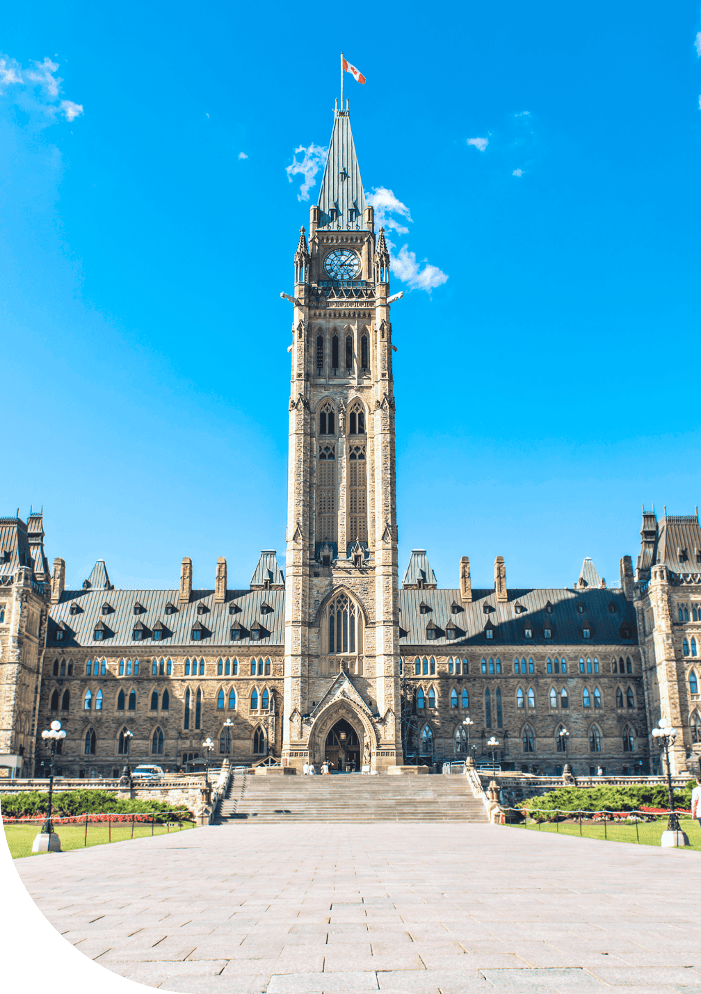 Center Block and the Peace Tower in Parliament Hill at Ottawa in Canada.