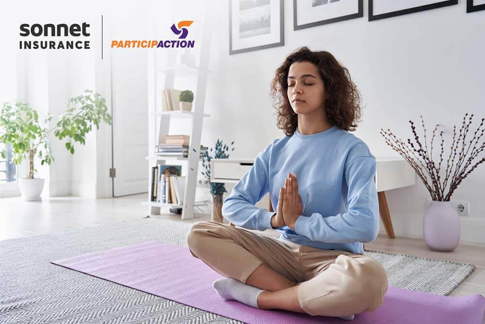 Woman meditating at home