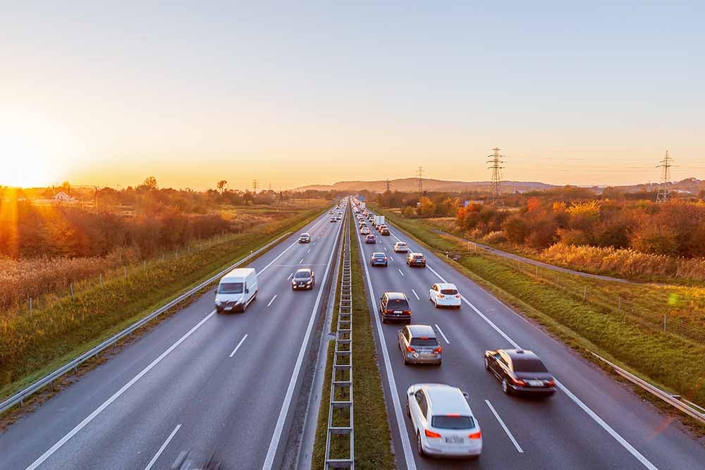 Vehicles on a highway