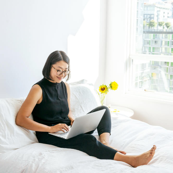 Woman buying insurance online