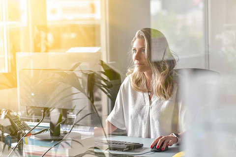 Female accountant working at an office desk