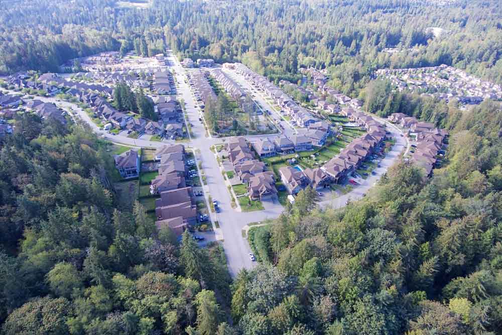 Aerial view of a neighbourhood