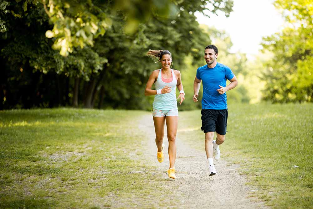 Young couple jogging together