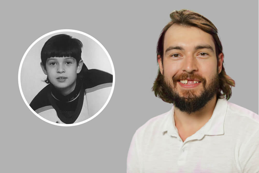 Childhood and current photo of Drew Doughty