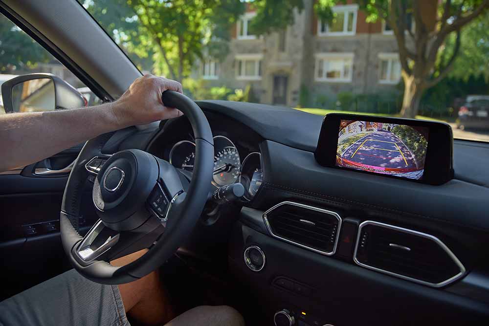 Driver using a car reverse video system