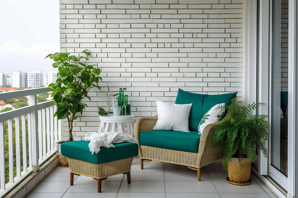 Un balcon d’appartement meublé
