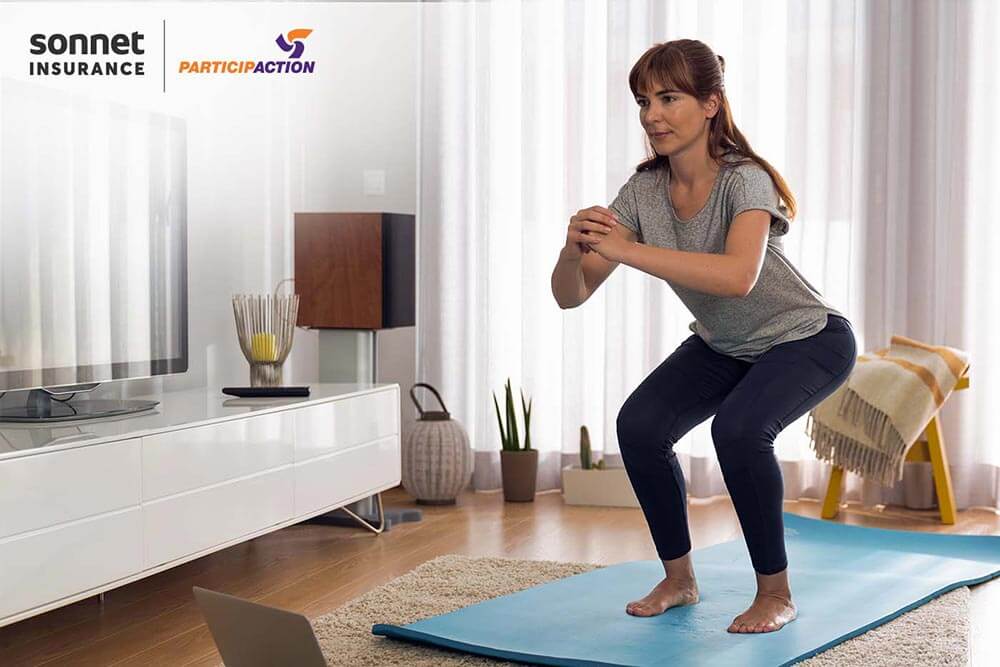Woman working out at home