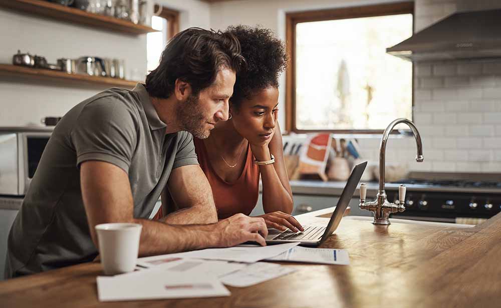 Couple going over their finances