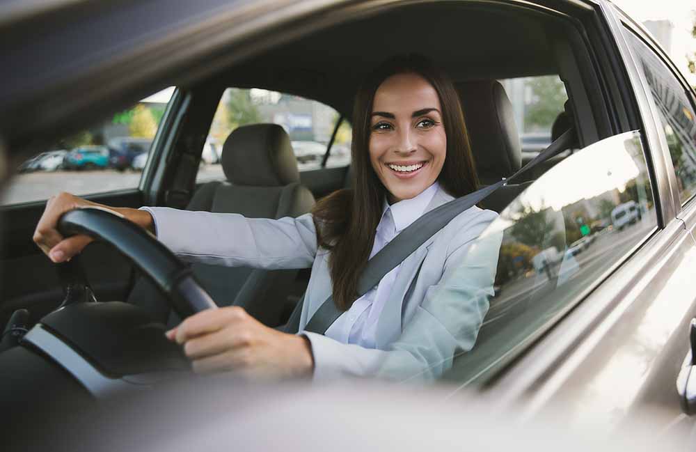 Woman driving a car