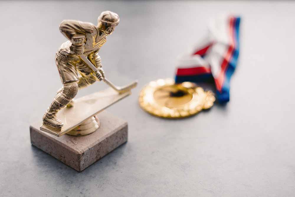 Hockey trophy and medal