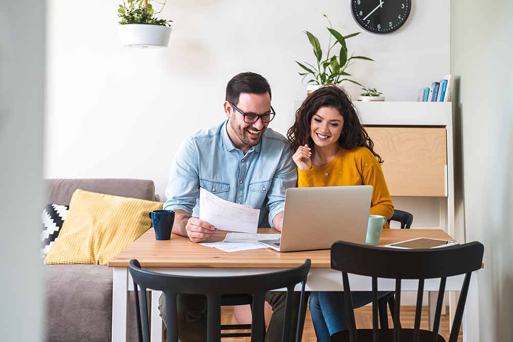 Married couple checking their finances