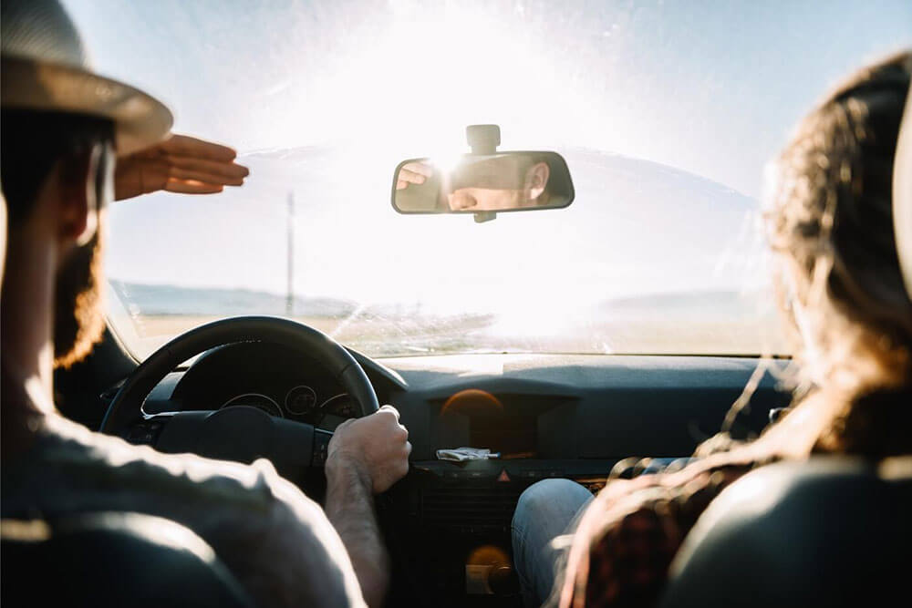 Driving on a mountain road