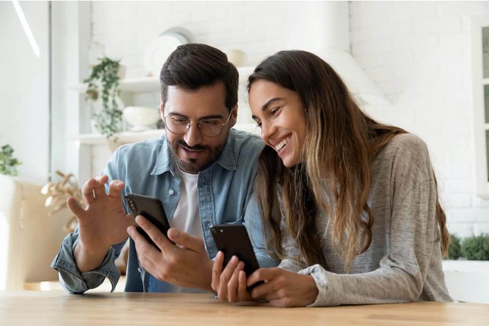 Couple on phone together