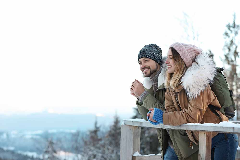 Man and woman on a winter vacation