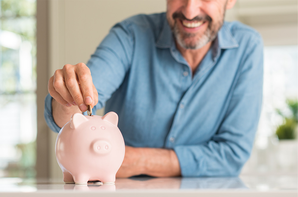 A man with a piggybank