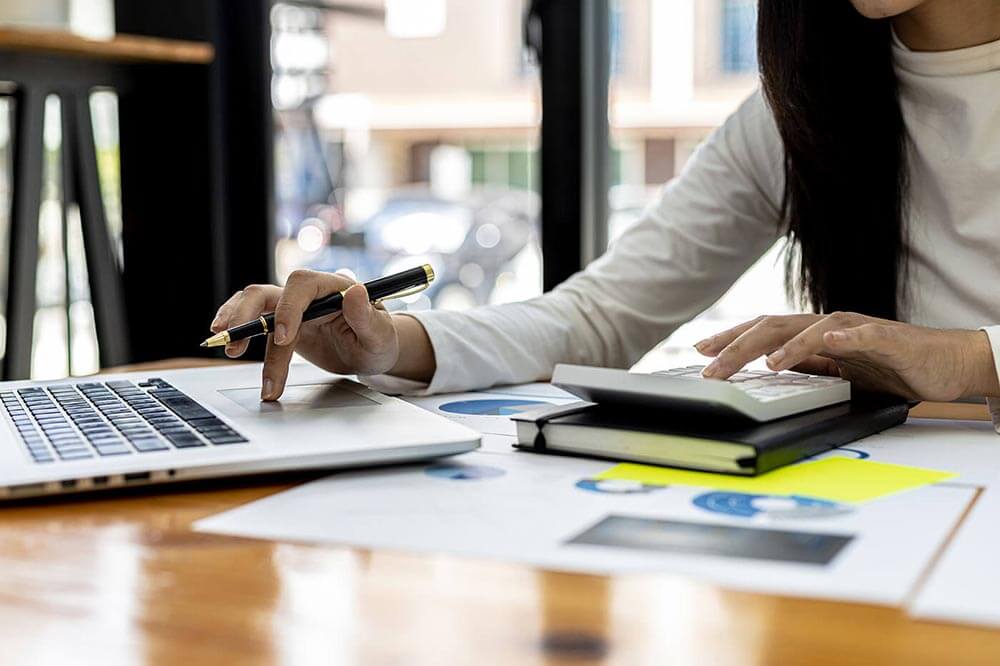 Woman creating a budget