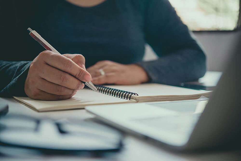 Teacher working on a lesson plan