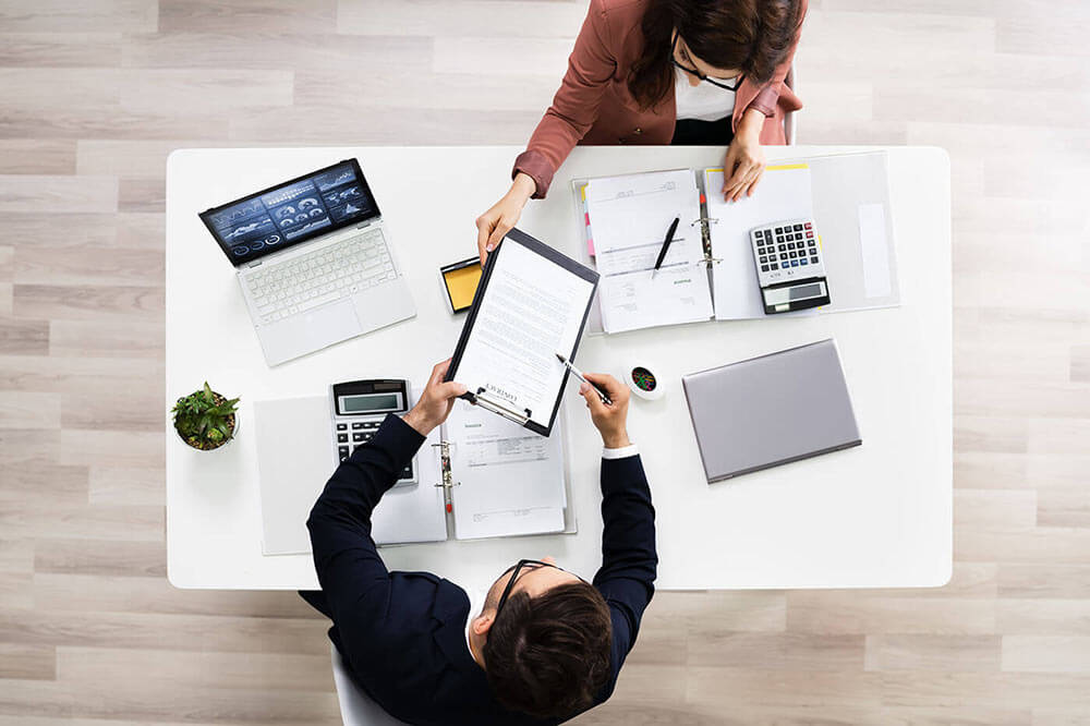 Accountants reviewing financial documents