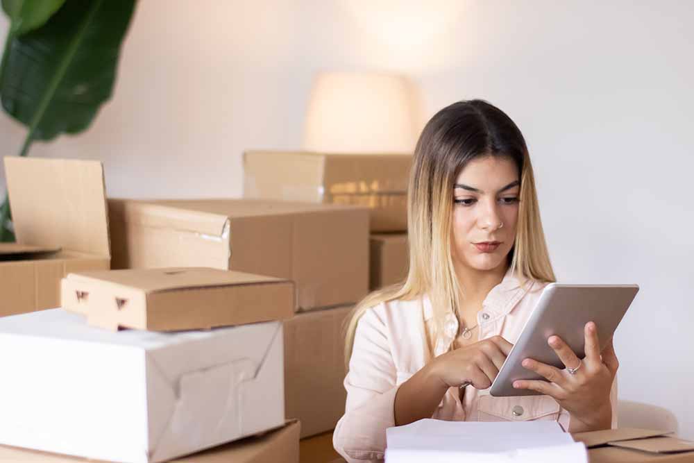 Woman working at a small business