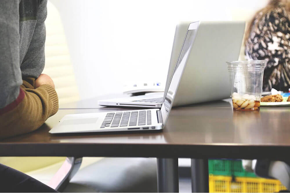 Two laptops on a table