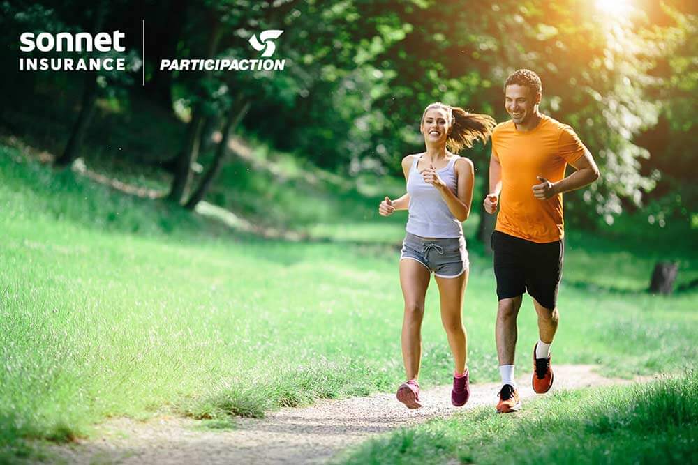 Man and woman jogging outside