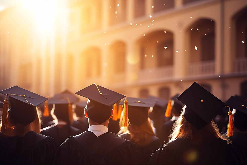 Étudiants universitaires à la graduation