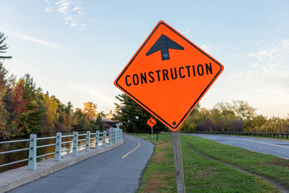 Road construction sign in Ontario