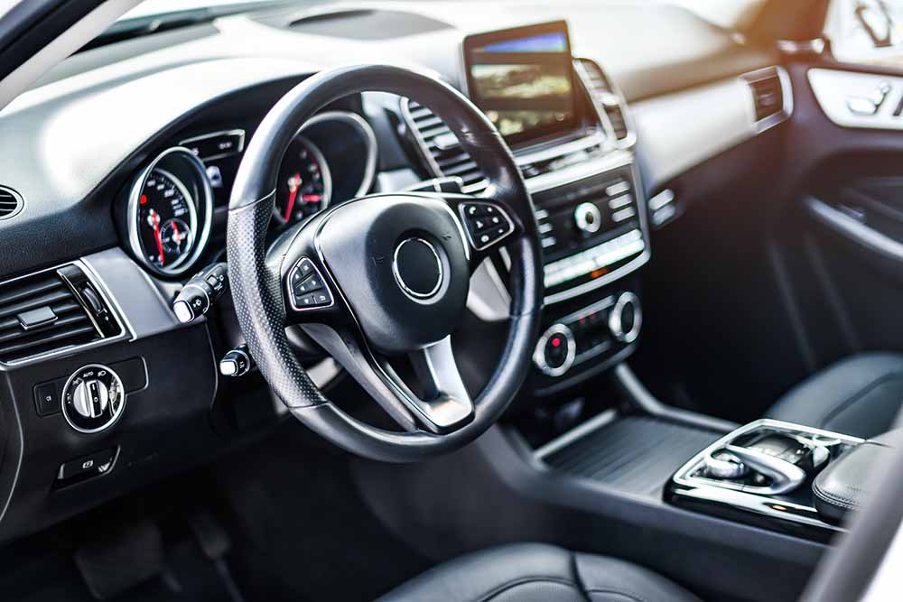 Interior view of a car dashboard
