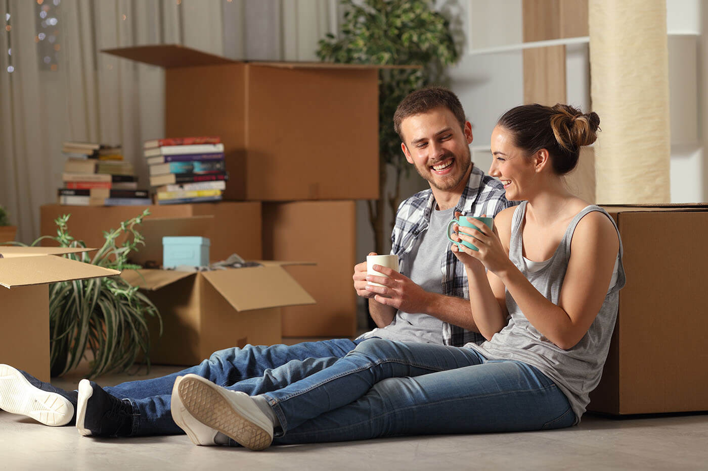Couple moving in to a new home